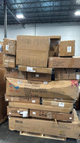 sofa bed, automatic cat litter box, loveseat, deck box,and misc