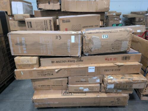 Miscellaneous furniture, reclining sofa piece, boxes, and more