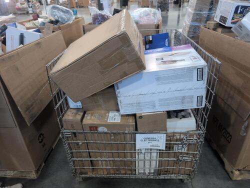 Electronics pallet: JBL three MK two, print cartridges, drone, HP envy photo, brother cartridge, aura 860, B & C speakers, KitchenAid stand mixer, champ pro, speaker, ninja air fryer, Bissell vacuum, and other things we haven't looked in.