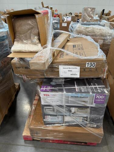 TCL air conditioner, storage cabinet, 30-inch pedestal fan, Erica Shamrock Textiles, Disney Huffy Frozen bicycle, and more