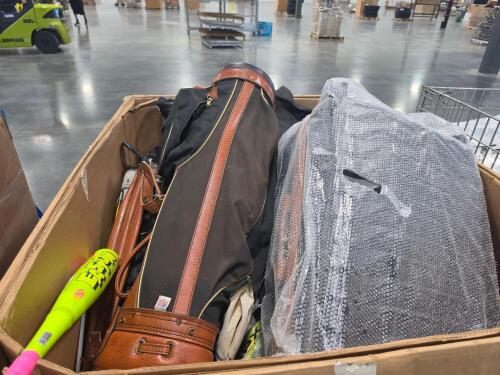 treasure pallet, Star wars lego, putters, that's, luggage, full set of golf clubs, wooden bat, and more