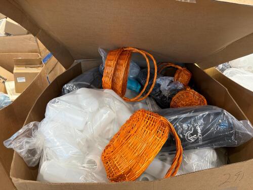 Baskets, bottles from sleeping bags, Red camp products, and more