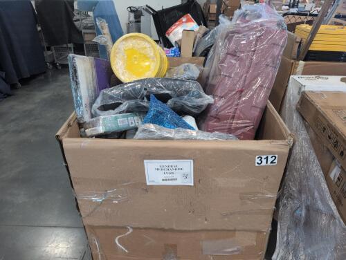 luggage, honeycomb bat ghost, buckets, bathroom faucets, LA rochere glassware, rug