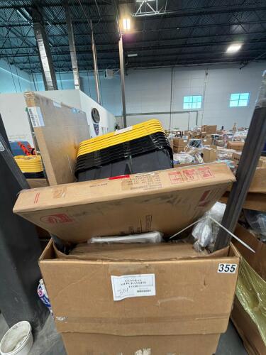 Storage totes, table: metal bin, & More