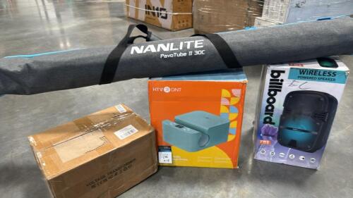 billboard wireless speaker, HTVRont auto Tumbler heat press, voltage transformer, nanlite pavo tube