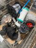 Industrial and automotive items, small tire, cabling, muffler, brake rotor, large 40 lb dumbbell, and more - 6