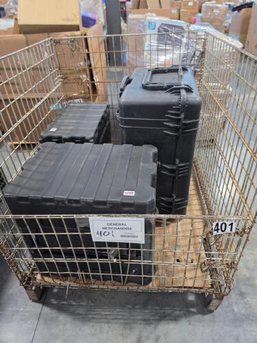 pelican case and two Gator Pro series cases