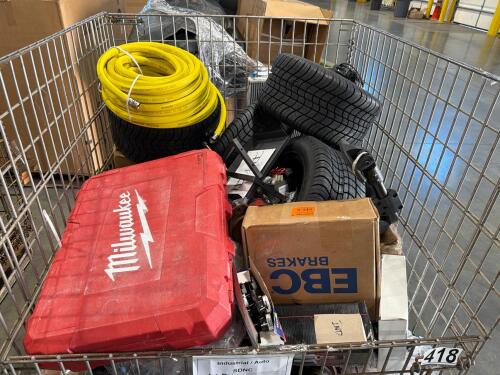 Industrial and automotive items, tires, used Milwaukee, EBC brakes, Diablo items, radiator, and more