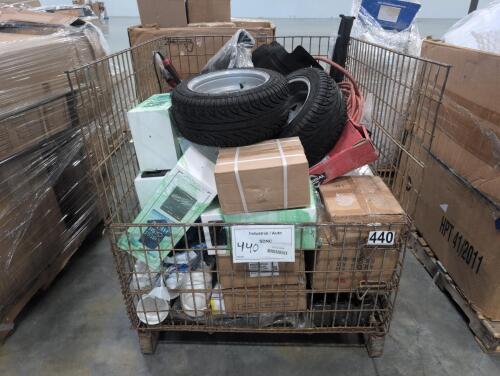 Tires, metal boxes, chainsaw, hose, car parts, industrial/automotive