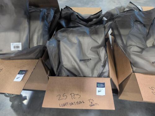 essentials light oatmeal Ts and Shirts box 25 pieces. have not been authenticated