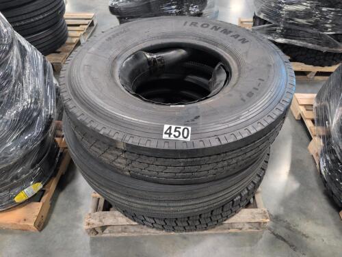 three large semi tires