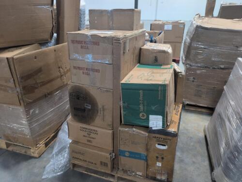 Food safe containers, retractable hose rail, UXX office chair, corrugated gold circles, Tram Lene box not complete, multifunctional trainer, round containers, and