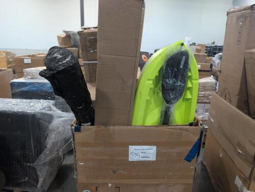 Kayak, reptile tank, WEize bike, sports tripod, and more