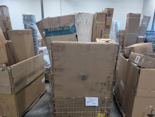 Speed bump, ZONLI mattress, 14 inch Cal king mattress, swingset pieces, item in wooden crate, & More