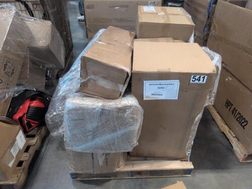 Box spring, food tray boats, miscellaneous furniture, metal cabinet, blower