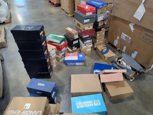 67 pairs of shoes: New Balance, Stand+, Vince, Jordan, Session, Kids Crocs, Brooks, ASICS, Allen Edmonds, Puma, Ashford Hays, Vans, Land's End, Reef, and more