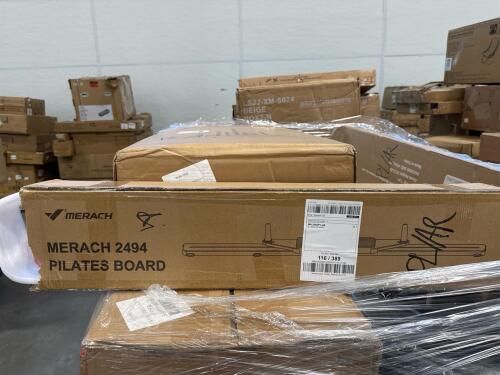 p merach Pilates board, crown shades 10x10 canopy, sled item?, and seat