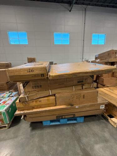 treadmill, 40-in 16 panel dog playpen, sofa, and rolled mattresses