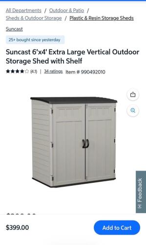suncast extra large vertical shed