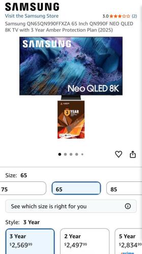 Samsung neo qled 8K qn900f 65-in TV