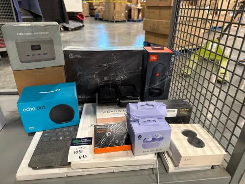 Amazon echo dot, JBL Armin flip essential 2 speaker, holy Stone drone, keyboard, oura charging cases and ring, beats, Solo buds and more