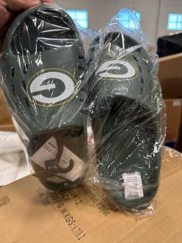 Clothing, Green Bay packer slides, mossy oak half masks, Crocs, stio, kassatex New York, Ashley Stewart and more