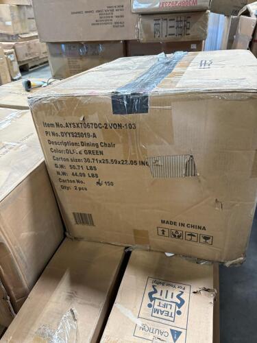 dining chairs, rolled mattresses