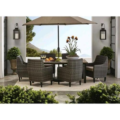 Athena collection seven piece dining set cast ash