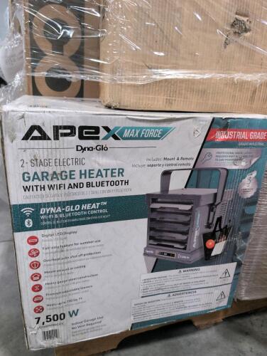 Colamy, apex garage heater, lighting over recliner chair piece,and more
