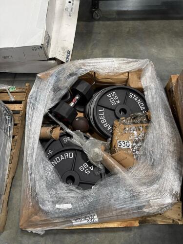 waits, dumbbells, barbell bar, plate weights and more