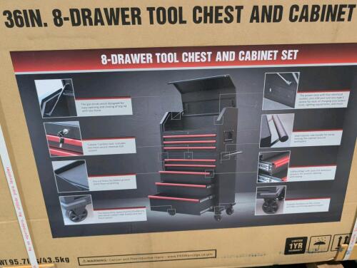Taron 36 inch eight drawer tool chest and cabinet set