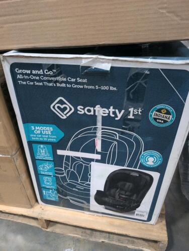 safety 1st car seat, dining chair, Arctic king Compaq refrigerator, storage bin, floor lamps and more