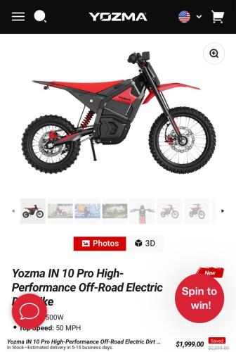 YOZMA IN 10 pro electric dirtbike, red