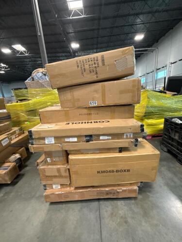 Cornhole boards, chair, miscellaneous furniture, sofa, & More