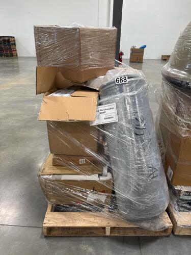 Kushlan kpro 350 MP direct driven electric cement mixer, brookside 4 drawer chest, furnace filters, rolled mattress and more