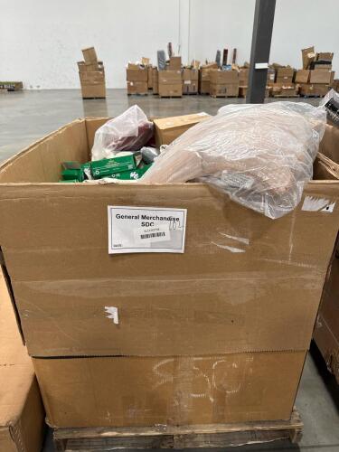 Smart cube, sleepover diapers, pillow, American flag, paper towels, doggy poo bags, trash bags, and more