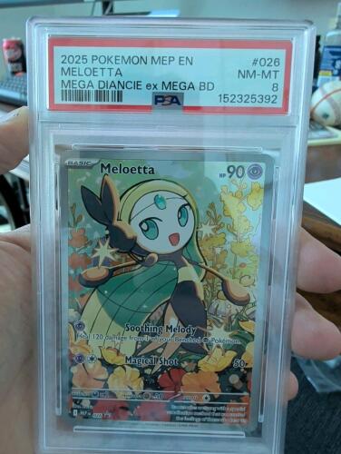 2025 Pokemon MEP EN Meloetta Mega Diancie ex Mega BEd PSA graded 8