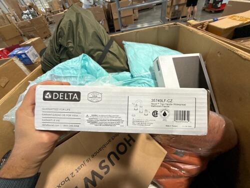 Delta faucet nicoli, fla bed snow board bindings, pillow, large tent?, blankets and more