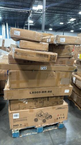 Miscellaneous furniture, sofa, kids ride on toy, mattress, bifold doors, & More