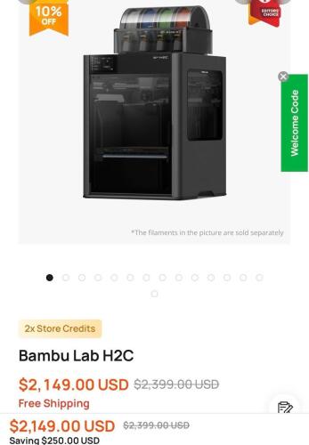 BAMBU LAB 3-D printer H2 C. AMS combo not tested condition unknown