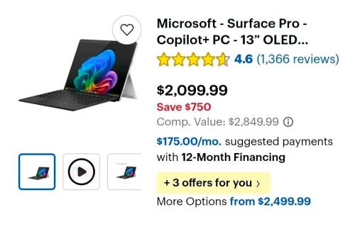 Microsoft Surface Pro snapdragon elite, 32fb ram, 1tb OLED in platinum