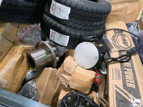 industrial and automotive items, tires, brake rotor, electrical panel on off, metal parts, service first OEM blower direct drive perm split cap, FMF fill the power, small tires and more