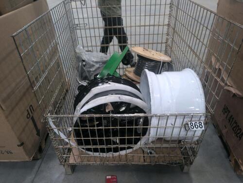 Rims, large bearing, Dolly cart, kettlebell, golf club, and more
