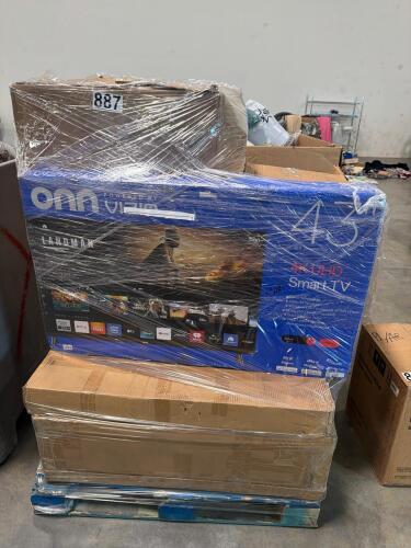 ONN 43-in TV, car engine cylinder head, possibly a Mazda replacement part or similar model, ktx o n item and more