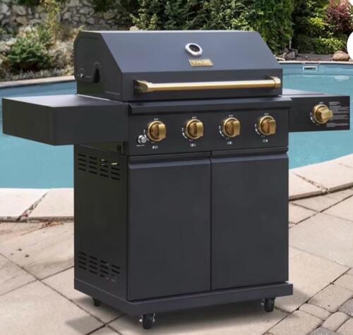 Thor outdoor black 4 burner gas grill, Halifax collection three-piece aluminum bistro set