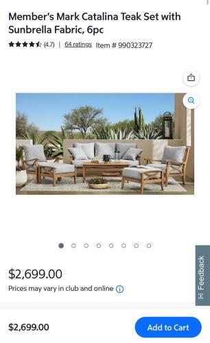 Catalina six-piece teak deep seating set with patio cover