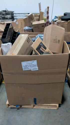 Organizer box, foam Flooring, microwave, American flags, bedding, rug, camp chair, Birchbank, stackable shelving, glassware, rug, & More