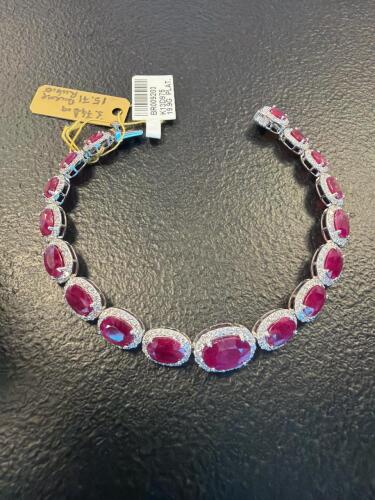 Burmese Ruby & Diamond platinum bracelet 15.71 cts ruby and 3.74 cts diamond