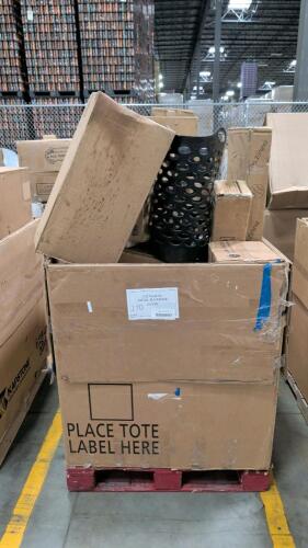 Shelving, hamper, 5 gallon buckets, and more