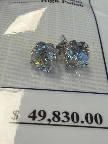 4.09 carat total weight brilliant cut diamond earrings